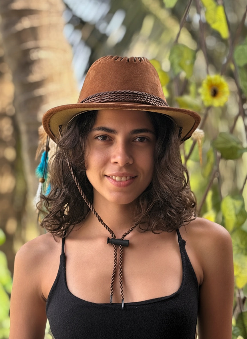 Brown Feather Hat