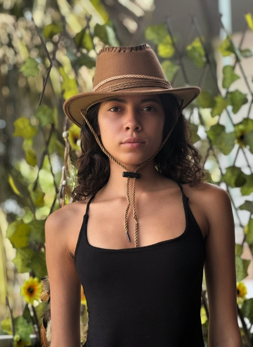Beige Feather Hat