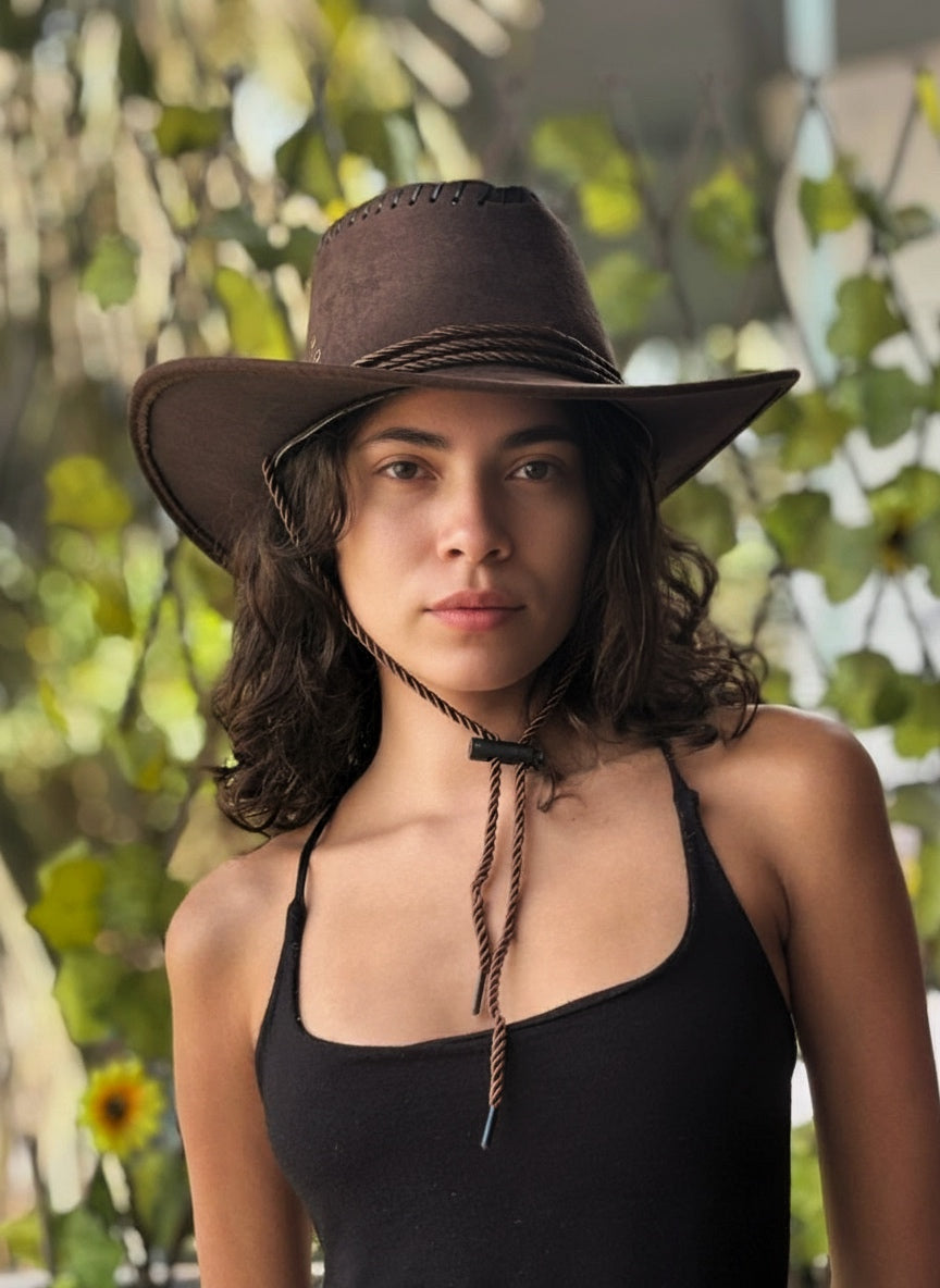 Dark Brown Feather Hat