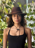 Dark Brown Feather Hat