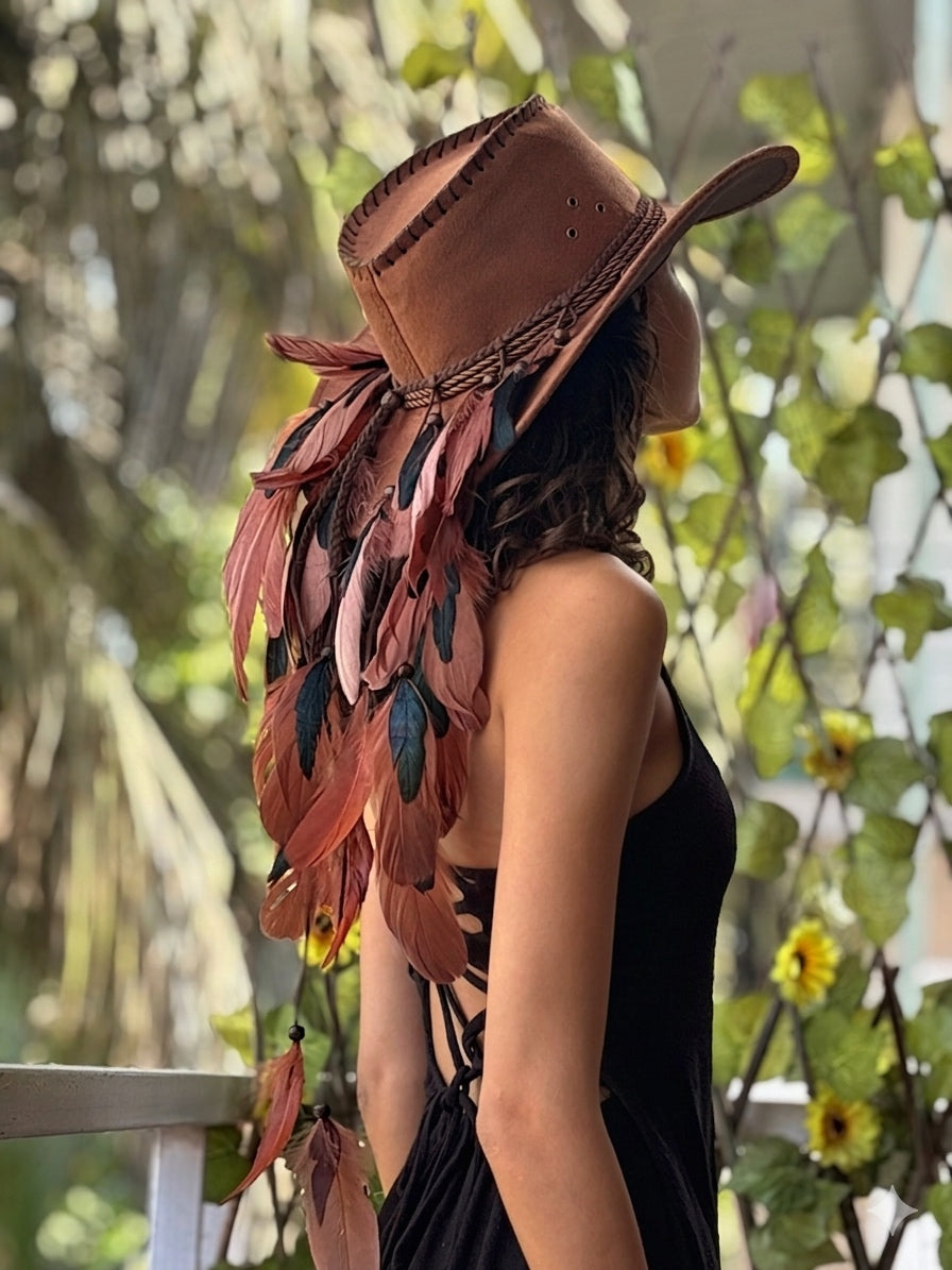Brown Feather Hat