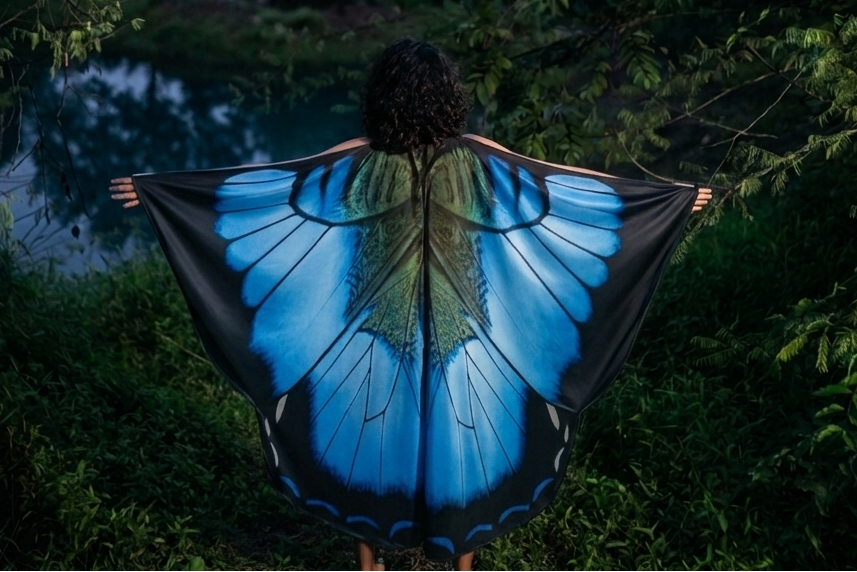 Blue Butterfly Silk Wings