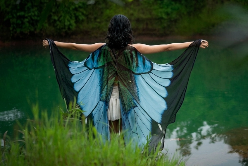 Blue Butterfly Silk Wings