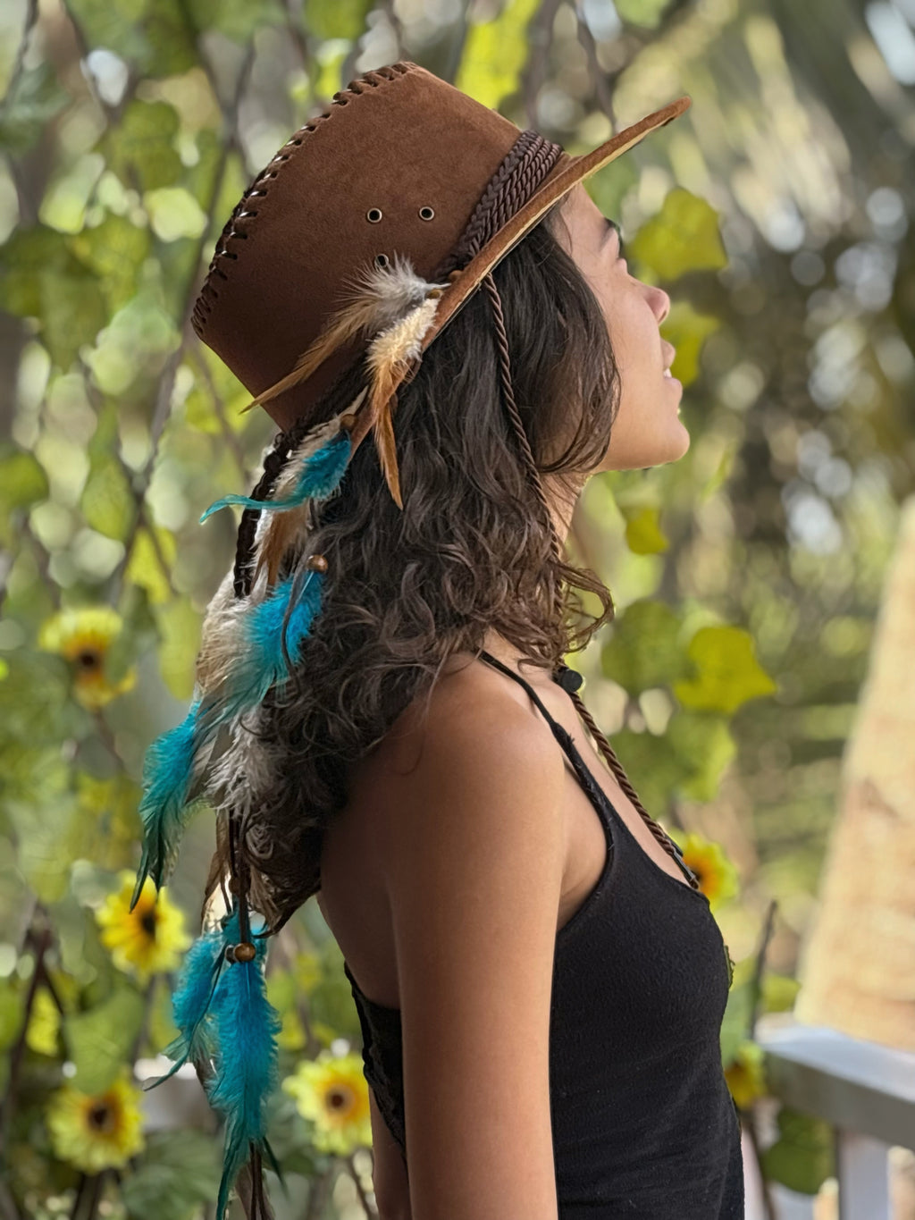 Brown Feather Hat